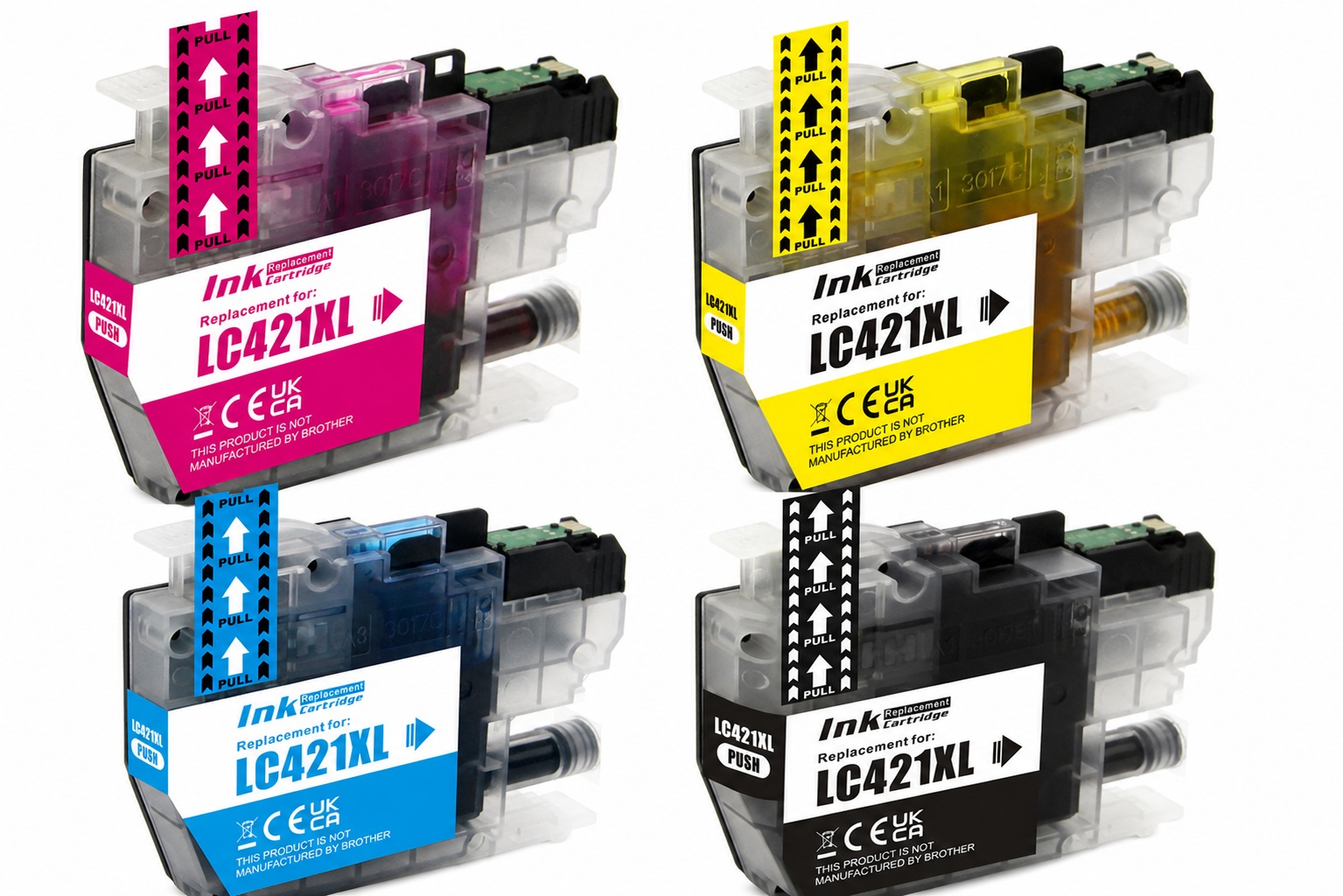 Compatible Brother LC421XLBK C M Y Set of Black plus Colour Ink Cartridges
