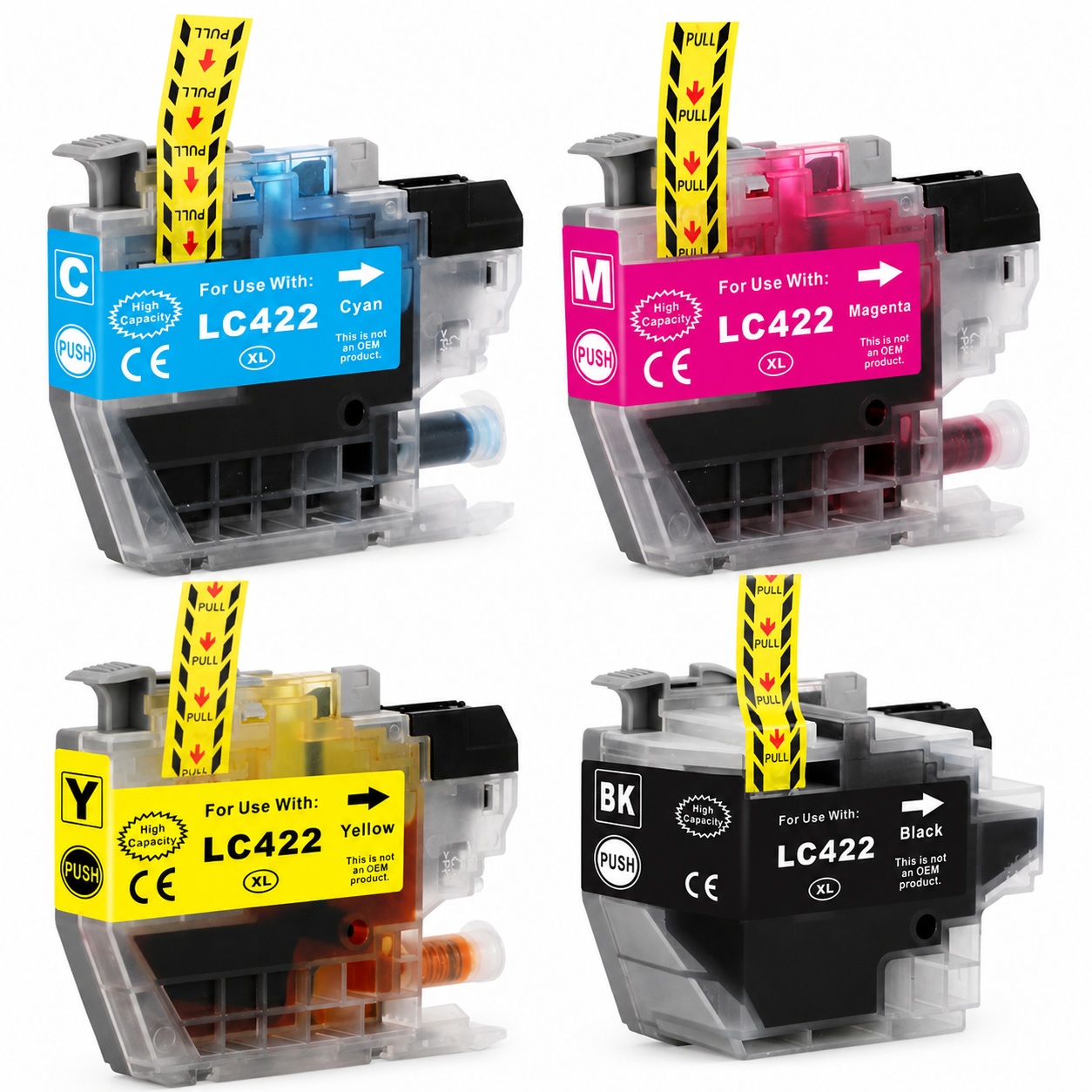 Compatible Brother LC422XLBK C M Y Set of black plus colour ink cartridges
