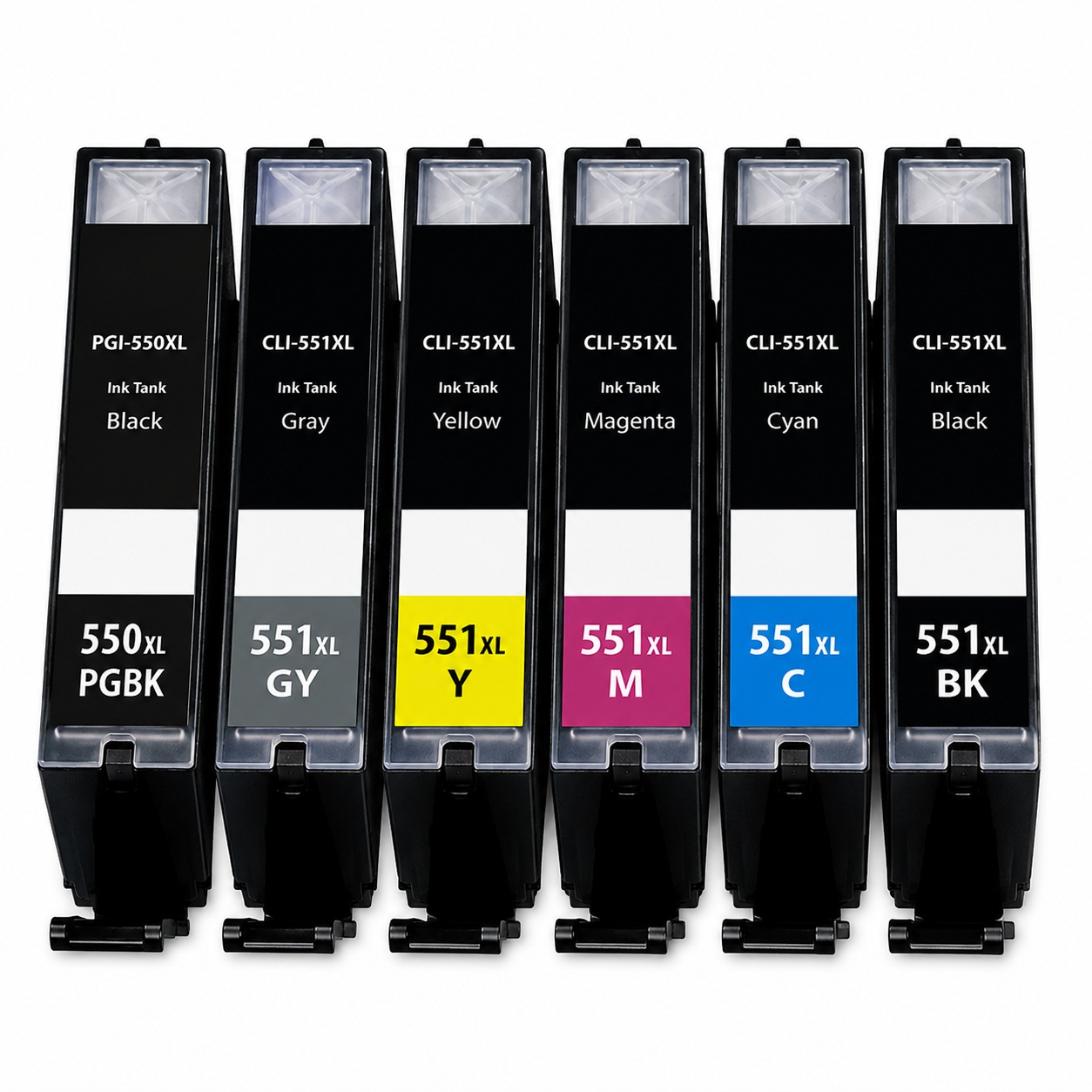 Compatible Canon PGI-550XL CLI-551XLBK Y C M Gy Pigment Black Ink