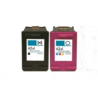 Remanufactured HP 62XL set of two inks - Black, Cyan, Magenta, Yellow