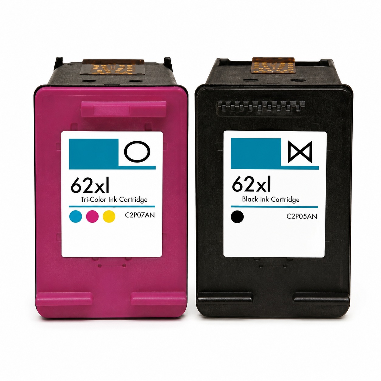 Remanufactured C2P05 7AE 62XL Black and tri-colour ink cartridges