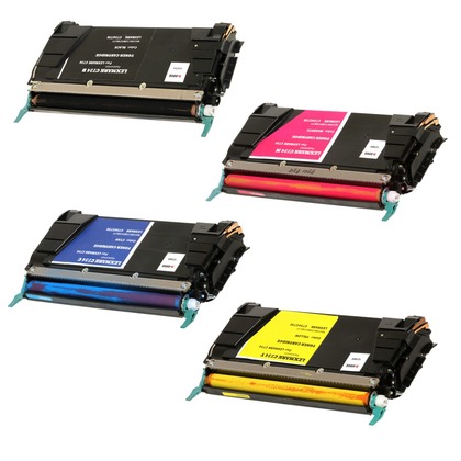 Remanufactured Lexmark C736H1KG C736H1CG C736H1MG C736H1YG high yield set of colour toner cartridges