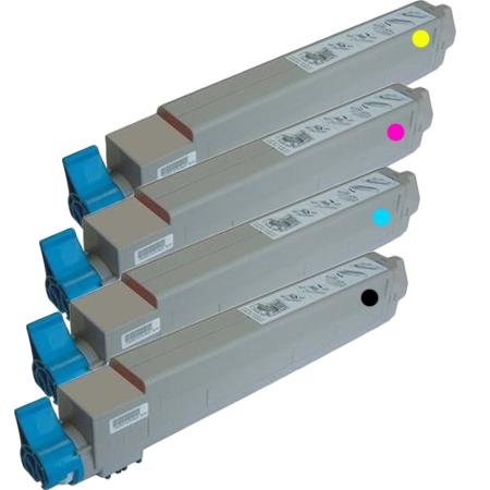 Remanufactured OKI 44036028 7 6 5 Set of Colour Toner Cartridges